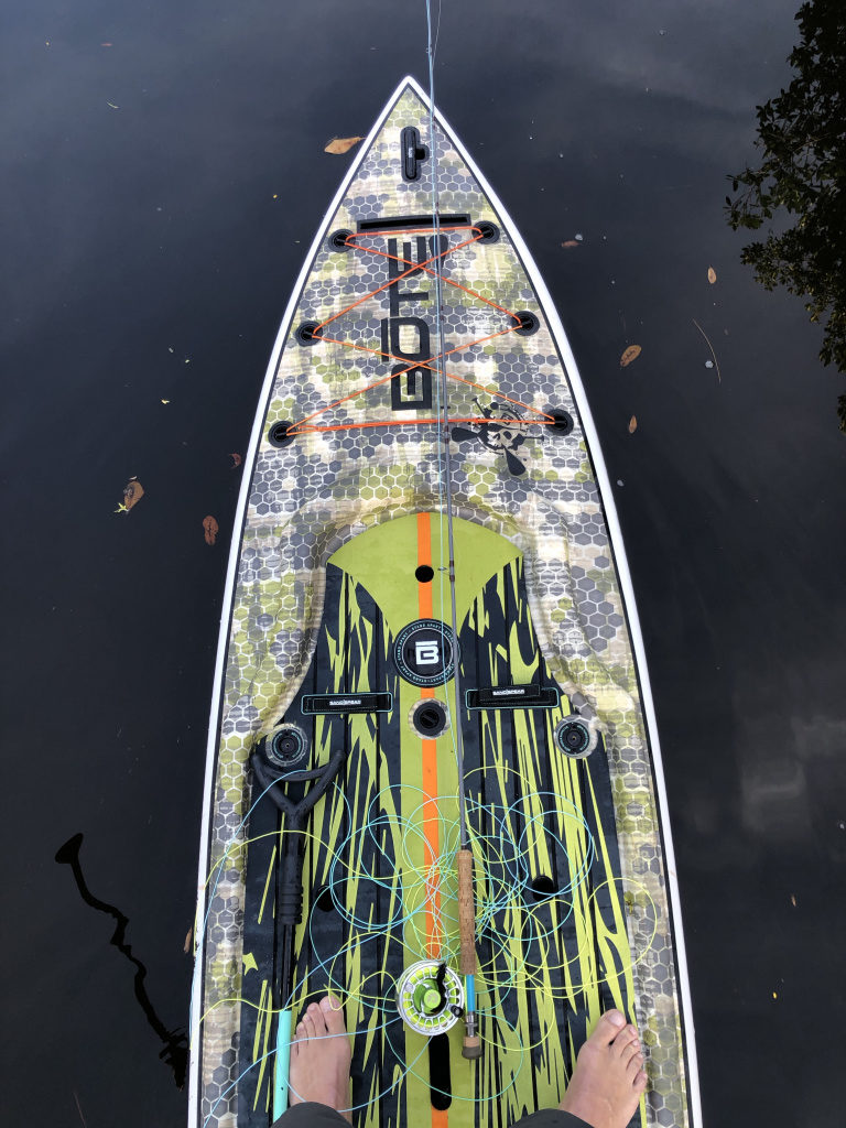 Fly fishing on the stand up paddle board